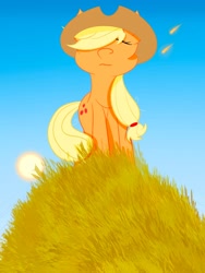 Size: 1668x2224 | Tagged: artist needed, source needed, safe, alternate version, derpibooru import, applejack, earth pony, pony, eyes closed, solo