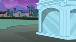 Size: 3072x1727 | Tagged: safe, derpibooru import, screencap, equestria girls, equestria girls (movie), house, lamppost, night, no pony, statue