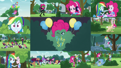 Size: 1280x721 | Tagged: safe, derpibooru import, editor:quoterific, pinkie pie, rainbow dash, equestria girls, pinkie spy (short)