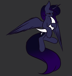 Size: 1876x1980 | Tagged: safe, artist:lu.de, derpibooru import, princess luna, alicorn, pony, eyes closed, female, mare, redesign, spread wings, twitter link, wings