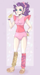 Size: 324x600 | Tagged: safe, artist:brot-art, derpibooru import, rarity, human, alternate hairstyle, boots, bow, chica, clothes, commission, crossover, cute, ear piercing, earring, elf ears, eyeshadow, face paint, female, fingerless gloves, five nights at freddy's, five nights at freddy's: security breach, glamrock chica, gloves, hair bow, horn, horned humanization, humanized, jewelry, leg warmers, leotard, makeup, piercing, pointing, pointing at self, raribetes, shoes, shoulder pads, solo, spiked wristband, wristband