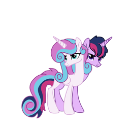 Size: 1978x1978 | Tagged: safe, derpibooru import, princess cadance, princess flurry heart, twilight sparkle, oc, alicorn, pony, conjoined, conjoined twins, female, infidelity, lesbian, parent:princess cadance, parent:twilight sparkle, shipping, simple background, smiling, smirk, smug, transparent background, twidance