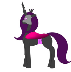 Size: 1359x1365 | Tagged: safe, artist:saint boniface, derpibooru import, oc, oc only, changeling, changeling queen, changeling queen oc, female, mare, purple changeling, simple background, solo, white background