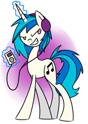 Size: 688x964 | Tagged: safe, artist:cuttycommando, derpibooru import, dj pon-3, vinyl scratch, pony, magic, solo, walkman