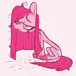 Size: 1950x1969 | Tagged: safe, artist:jimmyjamno1, derpibooru import, pinkie pie, earth pony, crying, emaciated, pinkamena diane pie, sad, sitting, skinny, solo, straight mane, thin, unshorn fetlocks