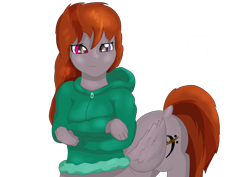 Size: 4960x3508 | Tagged: safe, artist:avacz, derpibooru import, oc, oc only, oc:funny jo, centaur, taur, centaur oc, clothes, female, heterochromia, jacket, simple background, solo, transparent background, wings