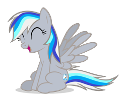 Size: 3732x3000 | Tagged: safe, derpibooru import, oc, oc only, pegasus, 2023 community collab, derpibooru community collaboration, eyes closed, female, mare, open mouth, open smile, pegasus oc, simple background, sitting, smiling, solo, spread wings, transparent background, wings