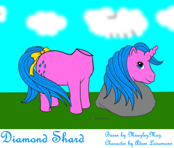 Size: 1152x977 | Tagged: safe, artist:adamleisemann, artist:moogleymog, derpibooru import, oc, oc only, oc:diamond shard, pony, unicorn, g1, detachable head, female, headless, modular, solo