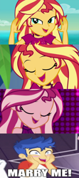 Size: 1280x2880 | Tagged: safe, derpibooru import, edit, edited screencap, screencap, flash sentry, sunset shimmer, human, equestria girls, equestria girls series, i'm on a yacht, spring breakdown, spoiler:eqg series (season 2), blushing, close-up, cropped, eyes closed, female, flashimmer, hands on cheeks, looking at you, male, shipping, shipping domino, smiling, starry eyes, straight, wingding eyes