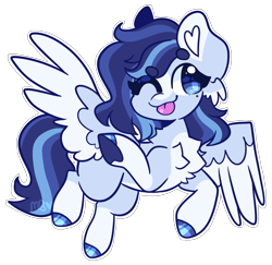 Size: 1570x1526 | Tagged: safe, artist:moccabliss, derpibooru import, oc, oc:azure, pegasus, pony, female, heart ears, mare, pegasus oc, simple background, solo, tongue, tongue out, transparent background