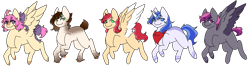 Size: 3809x1035 | Tagged: safe, artist:inkprism, derpibooru import, oc, oc only, pegasus, pony, unicorn, colored wings, horn, neckerchief, pegasus oc, simple background, smiling, transparent background, two toned wings, unicorn oc, wings