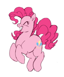 Size: 614x733 | Tagged: safe, artist:saddleup4love, derpibooru import, pinkie pie, earth pony, pony, g4, eyes closed, female, grin, mare, pronking, simple background, smiling, solo, white background