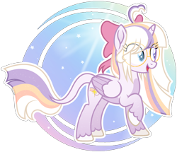 Size: 2112x1816 | Tagged: safe, artist:pastelnightyt, derpibooru import, oc, oc only, oc:twilight dawn, alicorn, pony, bow, colored wings, female, glasses, hair bow, mare, simple background, solo, transparent background, two toned wings, wings