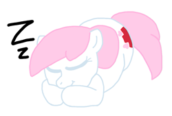 Size: 897x605 | Tagged: safe, derpibooru import, nurse redheart, lying down, onomatopoeia, ponyloaf, prone, simple background, sleeping, smiling, solo, sound effects, white background, zzz