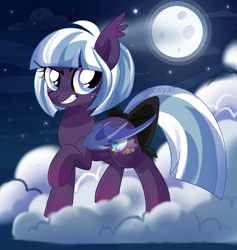 Size: 2381x2508 | Tagged: safe, artist:spookyle, derpibooru import, oc, oc only, oc:moonlit dust, bat pony, pony, bat pony oc, bow, cloud, female, mare, solo, tail, tail bow