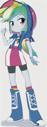 Size: 384x1024 | Tagged: safe, derpibooru import, machine learning generated, rainbow dash, human, equestria girls, faceplay, female, simple background, solo, standing, white background