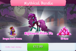 Size: 1266x858 | Tagged: safe, derpibooru import, pinkie pie, pony, bundle, corrupted, costs real money, crown, english, eyeshadow, female, gameloft, gem, jewelry, makeup, mare, mobile game, my little pony: magic princess, nightmare pinkie, nightmarified, numbers, official, regalia, sale, solo, solo focus, text