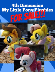 Size: 1545x2000 | Tagged: safe, derpibooru import, applejack, fluttershy, pinkie pie, ebay, plushie, sale