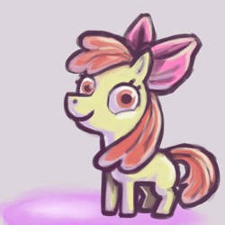 Size: 750x750 | Tagged: safe, artist:sakket, derpibooru import, apple bloom, earth pony, pony, female, filly, foal, simple background, smiling, solo