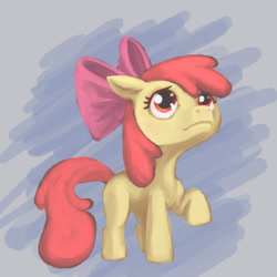 Size: 750x750 | Tagged: safe, artist:sakket, derpibooru import, apple bloom, earth pony, pony, female, filly, foal, frown, simple background, solo