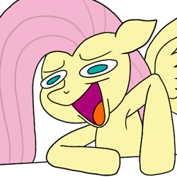 Size: 359x359 | Tagged: safe, artist:thread8, derpibooru import, fluttershy, pegasus, pony, armpits, colored, ears, faic, female, flat colors, floppy ears, green eyes, hooves on the table, index get, laughing, long mane, mare, meme, open mouth, palindrome get, ponified, ponified meme, simple background, solo, transparent background, wheeze