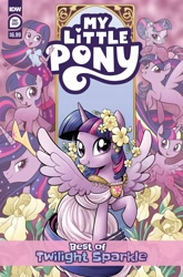 Size: 2063x3131 | Tagged: safe, derpibooru import, idw, princess twilight 2.0, twilight sparkle, twilight sparkle (alicorn), unicorn twilight, alicorn, crystal pony, human, pony, seapony (g4), unicorn, equestria girls, spoiler:comic, comic, crown, crystallized, female, filly, filly twilight sparkle, fin wings, fins, fish tail, flowing mane, foal, high res, horn, jewelry, looking at you, mare, my little pony logo, official comic, older, older twilight, older twilight sparkle (alicorn), purple eyes, regalia, seaponified, seapony twilight, smiling, smiling at you, species swap, spread wings, tail, wings