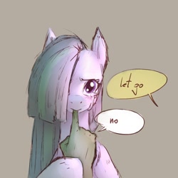 Size: 1088x1088 | Tagged: safe, artist:haku nichiya, derpibooru import, marble pie, oc, oc:anon, earth pony, human, pony, biting, blushing, canon x oc, crying, finger in mouth, hair over one eye, looking at you, nom, offscreen character, pov, teary eyes