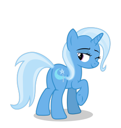 Size: 5352x5634 | Tagged: safe, artist:gypsykumquat, derpibooru import, trixie, pony, unicorn, no second prances, .svg available, butt, female, inkscape, looking at you, looking back, looking back at you, mare, missing accessory, one eye closed, plot, raised hoof, raised leg, rear view, simple background, smiling, smiling at you, solo, the great and powerful ass, transparent background, vector, wink, winking at you