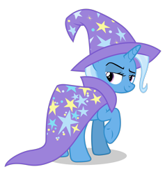 Size: 5352x5634 | Tagged: safe, alternate version, artist:gypsykumquat, derpibooru import, trixie, pony, unicorn, no second prances, .svg available, cape, clothes, female, hat, inkscape, looking at you, looking back, looking back at you, raised hoof, raised leg, rear view, simple background, smiling, smiling at you, solo, transparent background, trixie's cape, trixie's hat, vector