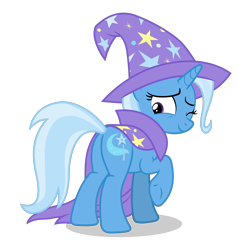 Size: 5352x5634 | Tagged: safe, alternate version, artist:gypsykumquat, derpibooru import, trixie, pony, unicorn, no second prances, .svg available, butt, cape, clothes, female, hat, inkscape, looking back, one eye closed, plot, raised hoof, raised leg, rear view, show accurate, simple background, smiling, solo, the great and powerful ass, transparent background, trixie's cape, trixie's hat, vector, wink