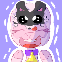 Size: 2000x2000 | Tagged: safe, artist:papacruda09, derpibooru import, pom lamb, dog, lamb, sheep, them's fightin' herds, bell, bell collar, cloven hooves, collar, community related, happy, jewelry, necklace, open mouth, simple background