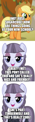 Size: 500x1730 | Tagged: safe, derpibooru import, edit, edited screencap, screencap, applejack, inky rose, comic, screencap comic, the addams family, wednesday, wednesday addams