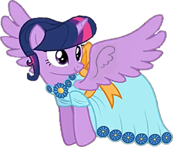 Size: 700x595 | Tagged: safe, derpibooru import, edit, twilight sparkle, twilight sparkle (alicorn), alicorn, make new friends but keep discord, beautiful, clothes, dress, flying, gala dress, princess, simple background, smiling, transparent background, vector, vector edit