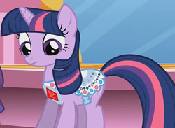 Size: 796x584 | Tagged: safe, derpibooru import, edit, edited screencap, screencap, twilight sparkle, unicorn twilight, unicorn, friendship is magic, cropped, looking down, ruby, solo