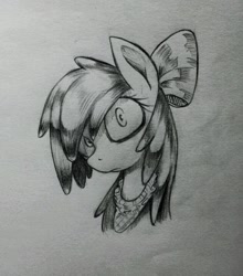 Size: 913x1039 | Tagged: safe, artist:owl-eyes, derpibooru import, apple bloom, earth pony, pony, female, filly, foal, neckerchief, solo, traditional art