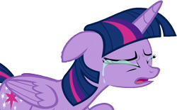 Size: 834x517 | Tagged: safe, derpibooru import, edit, edited screencap, screencap, twilight sparkle, twilight sparkle (alicorn), alicorn, pony, once upon a zeppelin, background removed, crying, crylight sparkle, ears, eyebrows, eyes closed, female, floppy ears, folded wings, frown, mare, open mouth, sad, simple background, solo, transparent background, wings