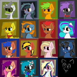 Size: 8000x8000 | Tagged: safe, artist:monycaalot, derpibooru import, oc, oc:arche, oc:carrily, oc:cookie crumbler, oc:galder rust, oc:golden blast, oc:greenline, oc:hbg, oc:heart struck, oc:lucia, oc:pixel grip, oc:scrimmy, oc:skittle, oc:star heart, bat pony, earth pony, object pony, original species, pegasus, pony, unicorn, :p, commission, earth pony oc, glasses, horn, pegasus oc, tongue, tongue out, train, train pony, unicorn oc, ych result