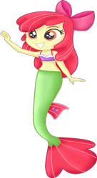 Size: 359x660 | Tagged: safe, artist:liniitadash23, derpibooru import, apple bloom, mermaid, equestria girls, surf and/or turf, belly button, bow, equestria girls-ified, fish tail, mermaid tail, mermaidized, simple background, solo, species swap, tail, transparent background