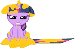 Size: 747x481 | Tagged: safe, derpibooru import, edit, edited screencap, screencap, twilight sparkle, feeling pinkie keen, annoyed, background removed, ears, floppy ears, food, honey, messy mane, messy tail, simple background, solo, sticky, tail, transparent background, ugh