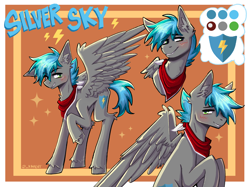 Size: 2732x2048 | Tagged: safe, artist:rament, derpibooru import, oc, oc only, oc:silver sky, pegasus, pony, blushing, cutie mark, male, reference sheet, solo, stallion