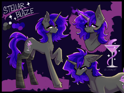 Size: 2732x2048 | Tagged: safe, artist:rament, derpibooru import, oc, oc only, oc:stellar blaze, pony, unicorn, blushing, cutie mark, female, mare, reference sheet, solo, solo female