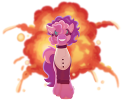 Size: 1280x1024 | Tagged: safe, artist:itstechtock, derpibooru import, oc, oc only, oc:kaboom, pony, explosion, simple background, solo, transparent background