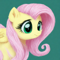 Size: 1024x1024 | Tagged: safe, machine learning generated, fluttershy, pegasus, pony, digital art, female, fluffy, mare, pink mane, solo, yellow coat