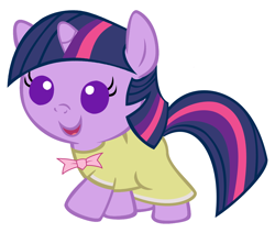 Size: 2600x2200 | Tagged: safe, artist:beavernator, derpibooru import, twilight sparkle, unicorn twilight, pony, unicorn, season 2, sweet and elite, baby, baby pony, babylight sparkle, clothes, cute, dress, female, filly, foal, open mouth, open smile, simple background, smiling, solo, twiabetes, white background, younger