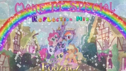 Size: 1920x1080 | Tagged: safe, artist:aaliyah_rosado, artist:creaciones-jean, artist:crunchnugget, artist:foozogz, artist:user15432, derpibooru import, applejack, fluttershy, pinkie pie, rainbow dash, rarity, spike, twilight sparkle, twilight sparkle (alicorn), alicorn, dragon, earth pony, pegasus, pony, unicorn, foozogz, glitter, looking at you, make it special, make it special (reflection mix), mane six, one eye closed, open mouth, ponyville, rainbow, sitting, smiling, sparkles, twilight's castle, wink, winking at you