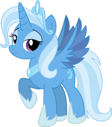 Size: 529x600 | Tagged: safe, derpibooru import, trixie, alicorn, alicornified, crown, jewelry, lidded eyes, princess, race swap, regalia, simple background, solo, tiara, transparent background, trixiecorn, wings