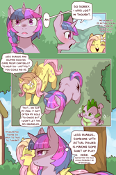 Size: 960x1440 | Tagged: safe, alternate version, artist:cold-blooded-twilight, derpibooru import, fluttershy, spike, twilight sparkle, comic:cold storm, blushing, cold blooded twilight, comic, dialogue, speech bubble, thought bubble