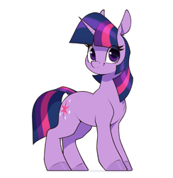 Size: 2050x2100 | Tagged: safe, artist:aquaticvibes, derpibooru import, twilight sparkle, unicorn twilight, pony, unicorn, female, looking at you, mare, side view, simple background, smiling, smiling at you, solo, white background