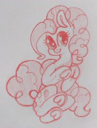 Size: 2880x3812 | Tagged: safe, artist:terra0940, derpibooru import, pinkie pie, earth pony, pony, frog (hoof), pencil drawing, smiling, solo, traditional art, underhoof