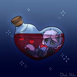 Size: 4000x4000 | Tagged: safe, artist:dark_nidus, derpibooru import, oc, oc only, oc:vesperal breeze, pegasus, pony, abstract background, bottle, commission, female, floating, heart, mare, pegasus oc, pony in a bottle, potion, scar, scarred, solo, ych result